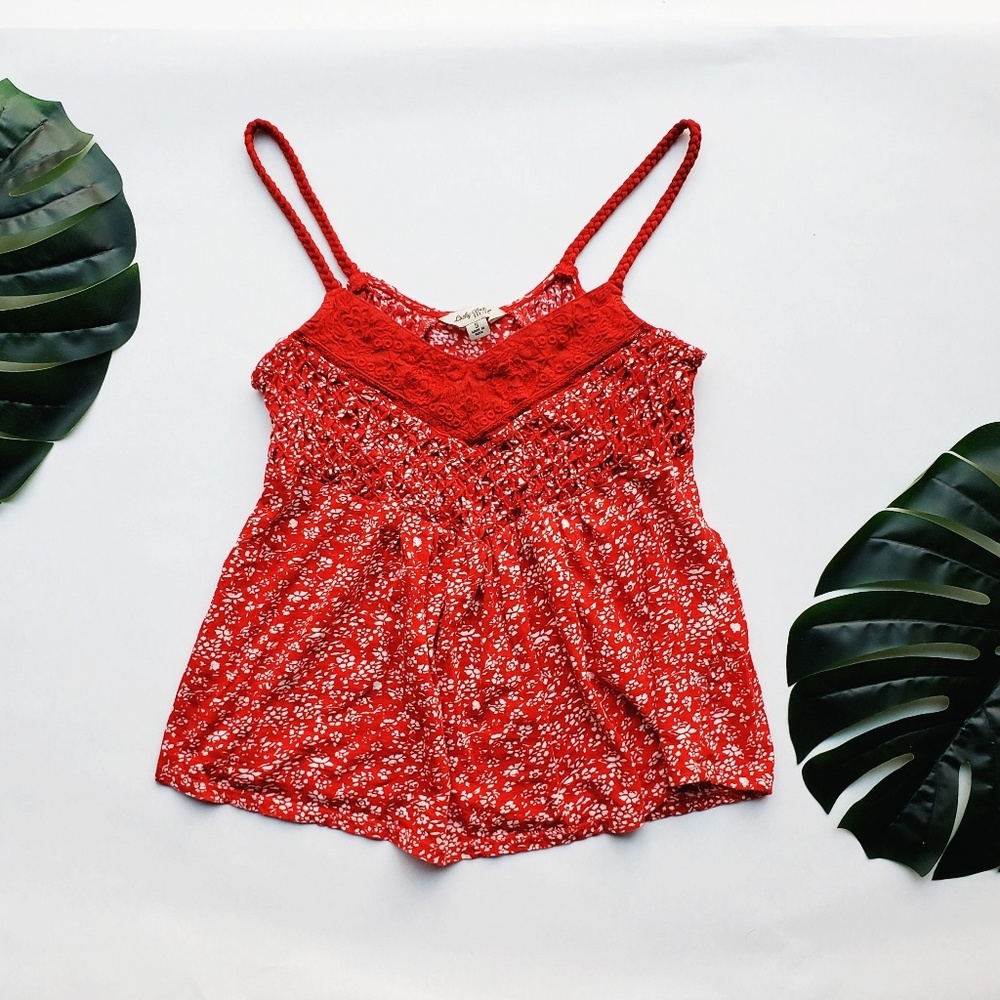 Lucky Brand Red Floral Print Tank